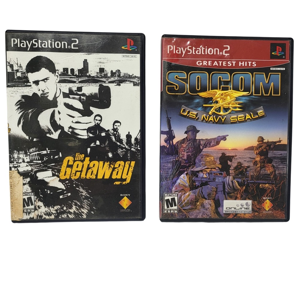 PS2 Lot The Getaway‎ & SOCOM US Navy Seals Sony PlayStation 2 Bundle "Untested"